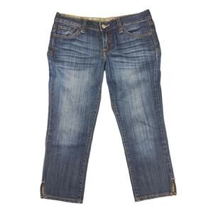 Lucky Brand Islander Lola Crop Jeans, Women's Sz 4/27 30x22 Dark Wash Distressed